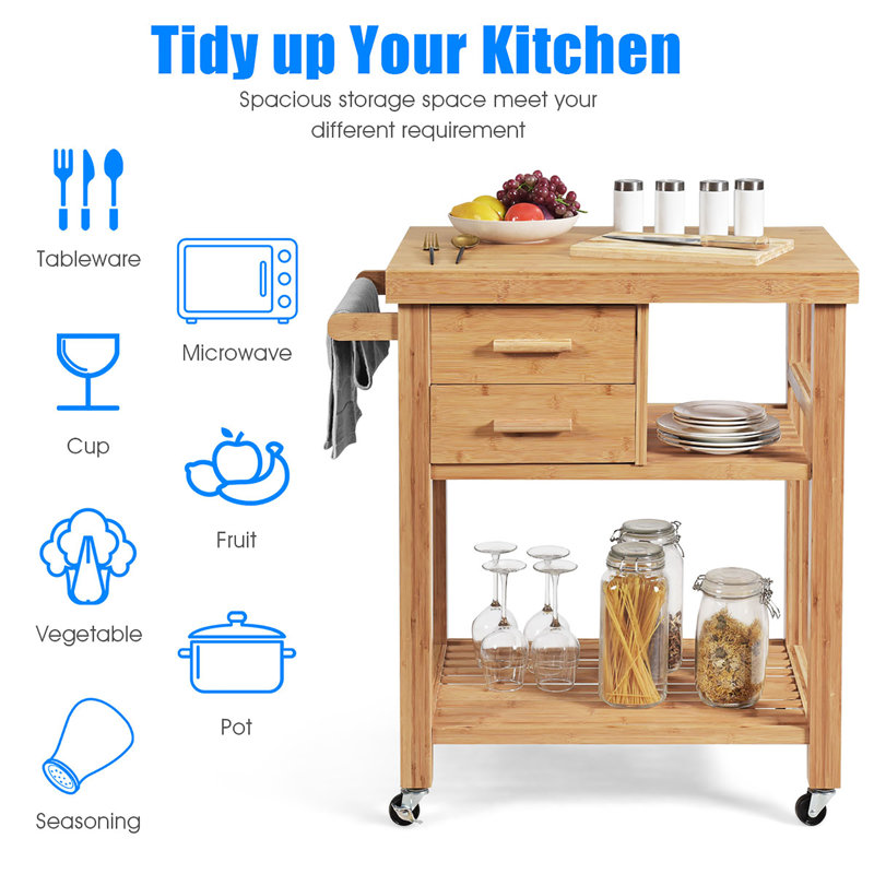 Loon Peak® Bamboo Kitchen Cart Wayfair